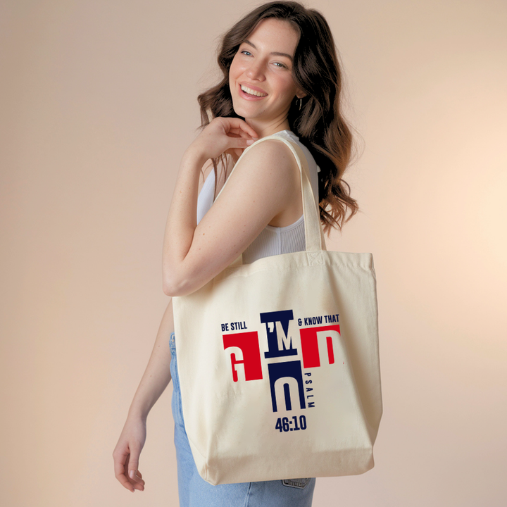 Be Still & Know That I'm God | Premium Tote Bag - Sown In Christ Apparel Co., Christian Tote Bag