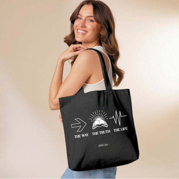 The Way The Truth The Life | Premium Tote Bag - Sown In Christ Apparel Co., Christian Tote Bag