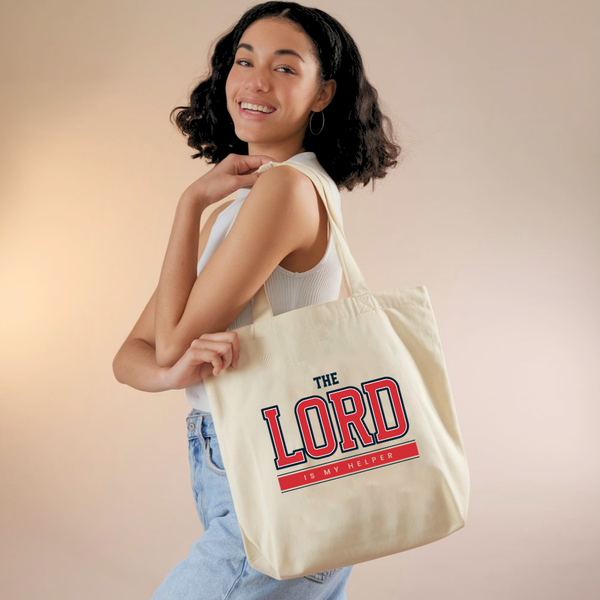 The Lord Is My Helper | Premium Tote Bag - Sown In Christ Apparel Co., Christian Tote Bag
