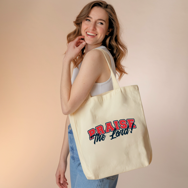 Praise The Lord | Premium Tote Bag - Sown In Christ Apparel Co., Christian Tote Bag