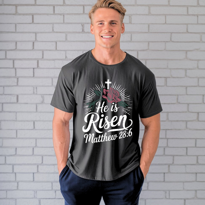 He is Risen | Organic Unisex Crewneck T-shirt Econscious - Sown In Christ Apparel