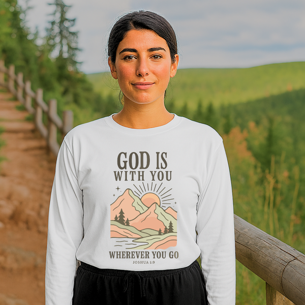 God is with You | Organic Unisex Classic Long-Sleeve T-Shirt Econscious - Sown In Christ Apparel Co.