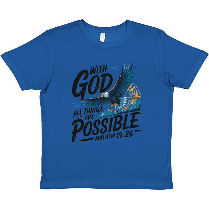With God All Things are Possible | Premium Kids Crewneck T-shirt - Sown In Christ Apparel Co., Christian T-shirt