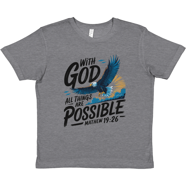 With God All Things are Possible | Premium Kids Crewneck T-shirt - Sown In Christ Apparel Co., Christian T-shirt