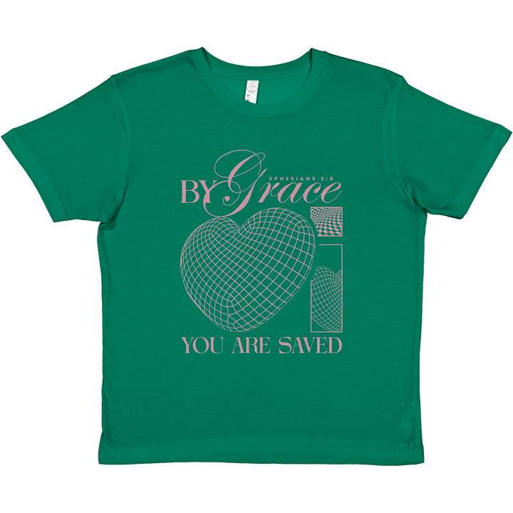 By Grace You are Saved | Premium Kids Crewneck T-shirt - Sown In Christ Apparel Co., Christian T-shirt
