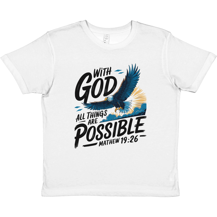 With God All Things are Possible | Premium Kids Crewneck T-shirt - Sown In Christ Apparel Co., Christian T-shirt
