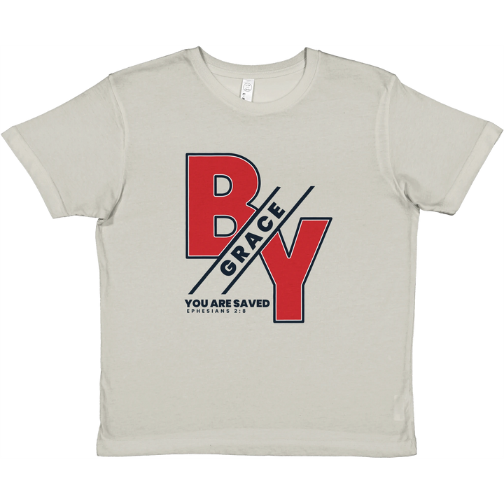 By Grace You are Saved | Premium Kids Crewneck T-shirt - Sown In Christ Apparel Co., Christian T-shirt