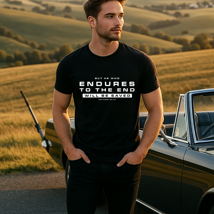 But He Who Endures to the End | Organic Unisex Crewneck T-shirt Econscious - Sown In Christ Apparel Co.