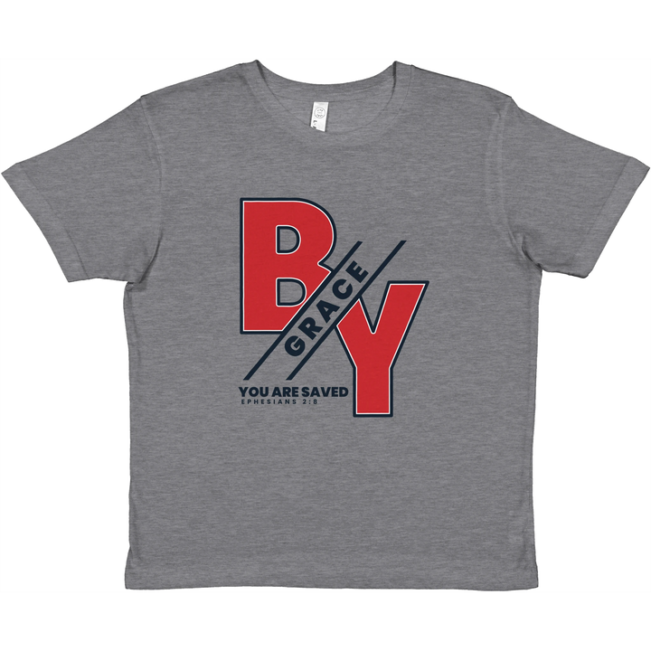 By Grace You are Saved | Premium Kids Crewneck T-shirt - Sown In Christ Apparel Co., Christian T-shirt