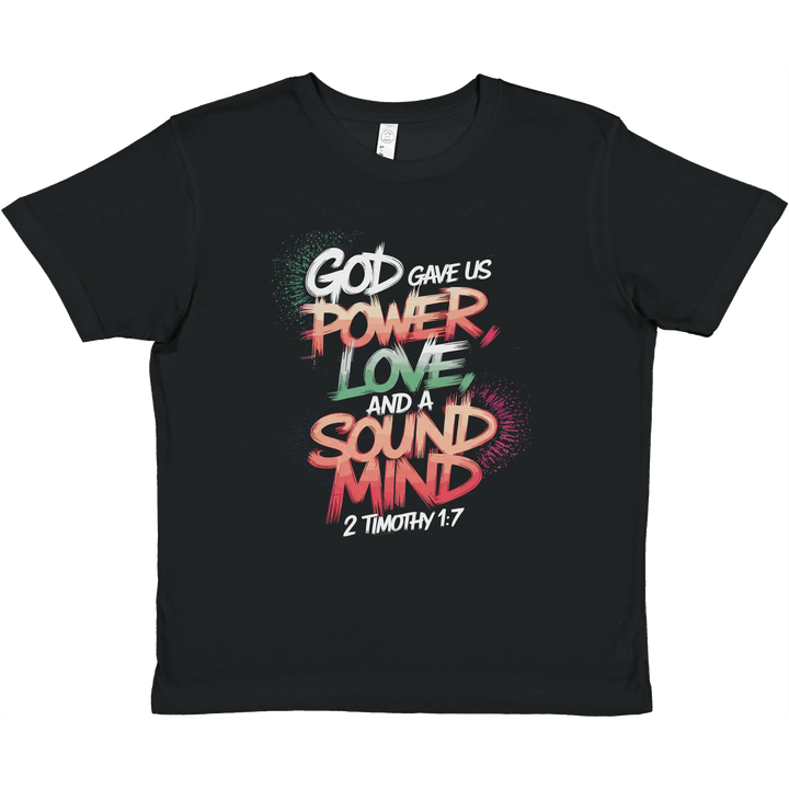 God Gave us Power Love and a Sound Mind | Premium Kids Crewneck T-shirt - Sown In Christ Apparel Co., Christian T-shirt