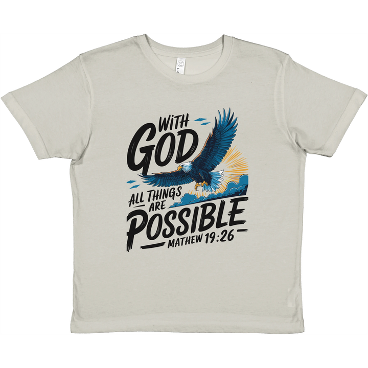 With God All Things are Possible | Premium Kids Crewneck T-shirt - Sown In Christ Apparel Co., Christian T-shirt