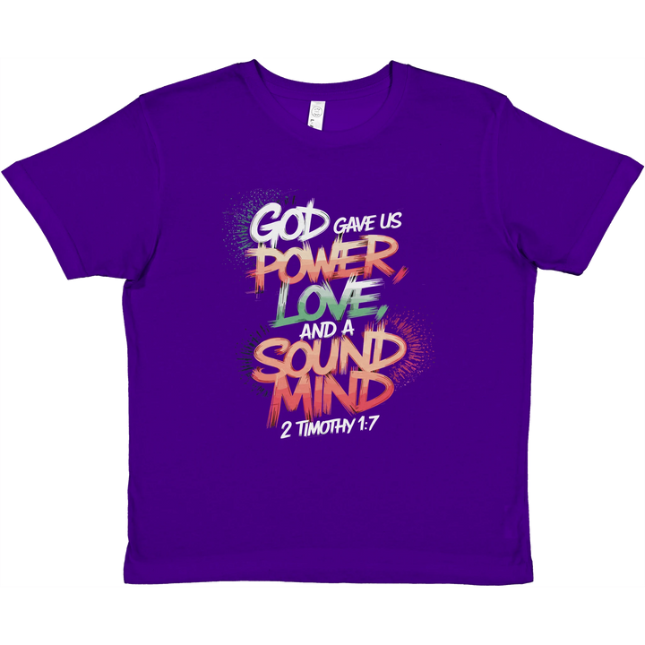 God Gave us Power Love and a Sound Mind | Premium Kids Crewneck T-shirt - Sown In Christ Apparel Co., Christian T-shirt