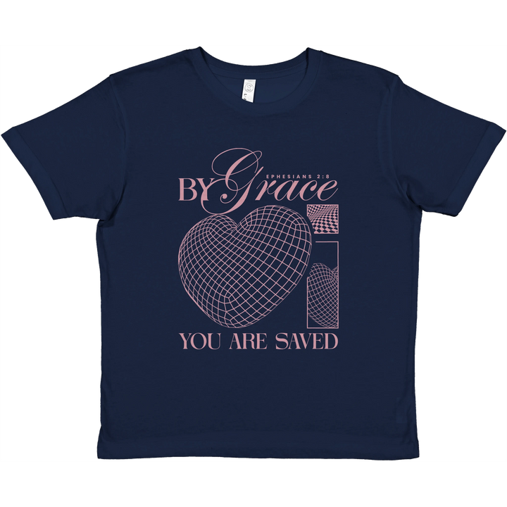 By Grace You are Saved | Premium Kids Crewneck T-shirt - Sown In Christ Apparel Co., Christian T-shirt